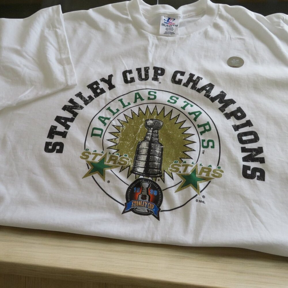 Dallas Stars - 1999 Stanley Cup Champions, White T-Shirt (2XL) NWOT - Picture 2 of 7